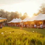 Wiosenny piknik firmowy w plenerze pod namiotami